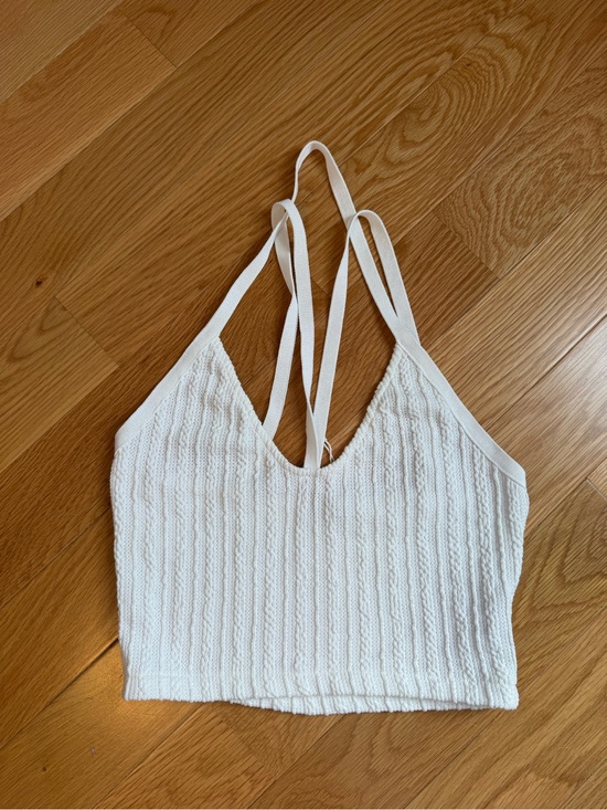 Zara Tops - Zara White Ribbed Strappy Knit Crop Top